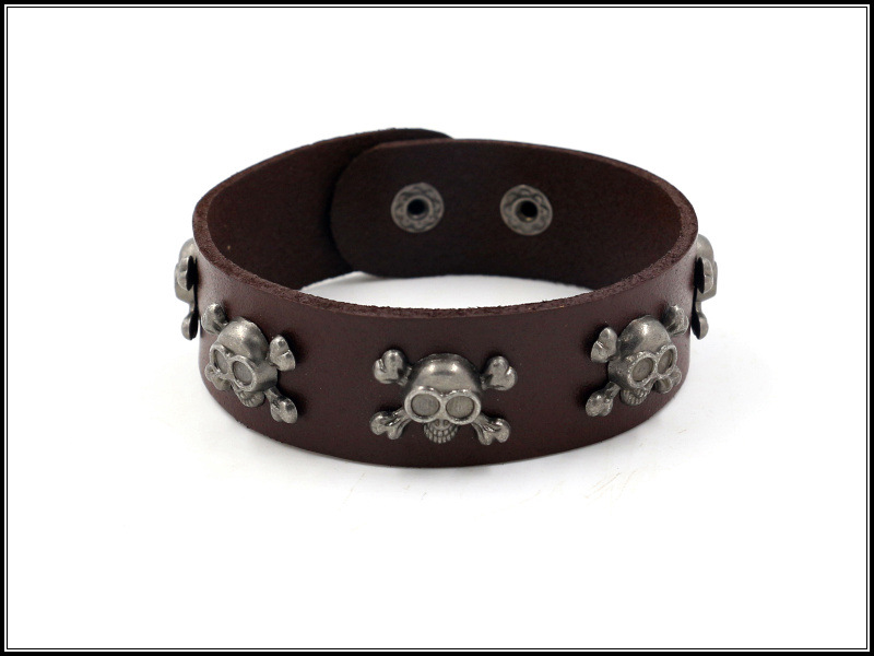 1 Piece Fashion Skull Pu Leather Alloy Menu0027S Bangle