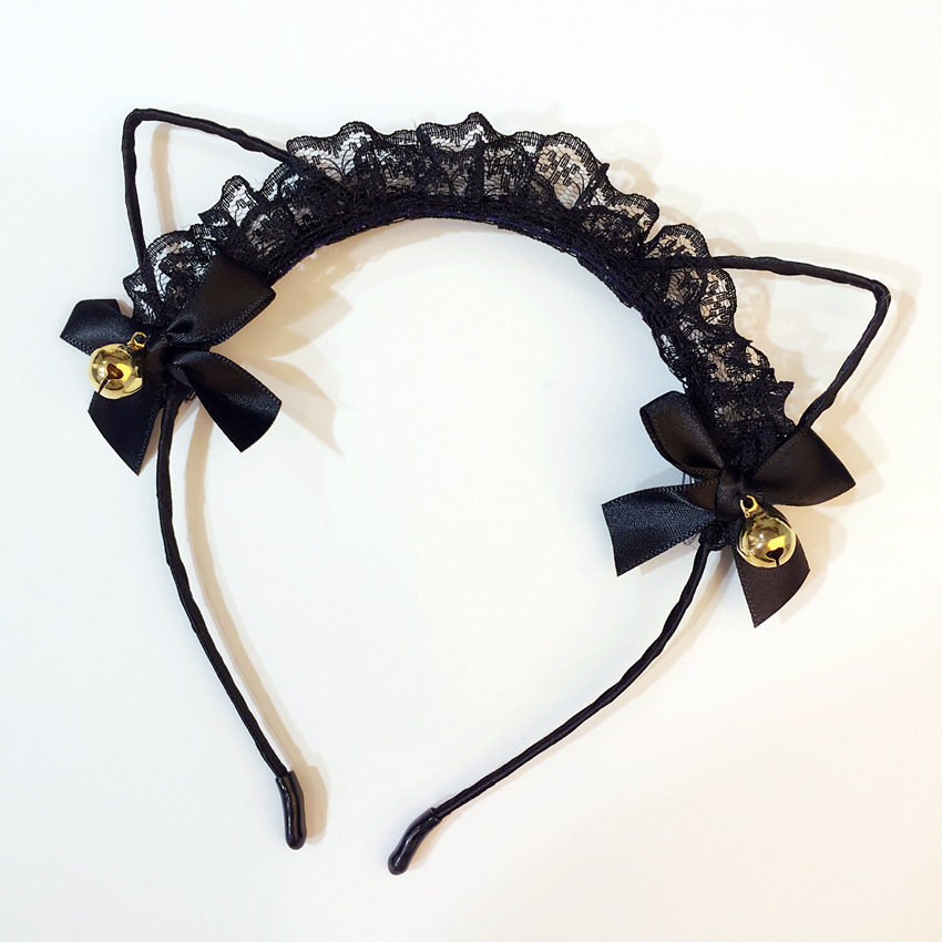 Cute Lace Cat Ears Bowknot Bell Headband display picture 4