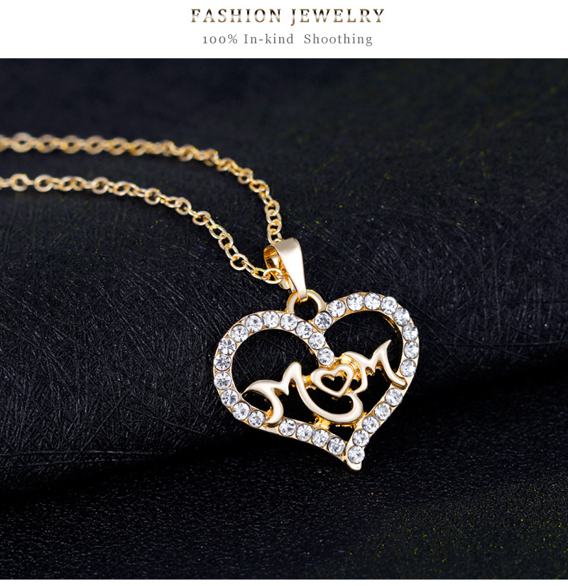 Korean Fashion Chic Hollow Letters Diamond Love Necklace Earrings Ring Bracelet Four-piece Set Wholesale Nihaojewelry display picture 6