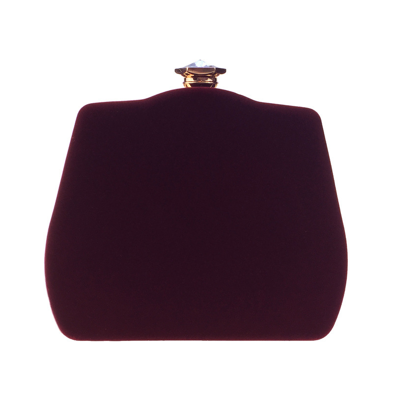 Túi clutch nữ dạ tiệc nhung hình quả bầu đính đá hộp cứng kèm dây xích — Màu đỏ, Màu đỏ rượu, Màu tím, Màu xanh lam chi tiết 21