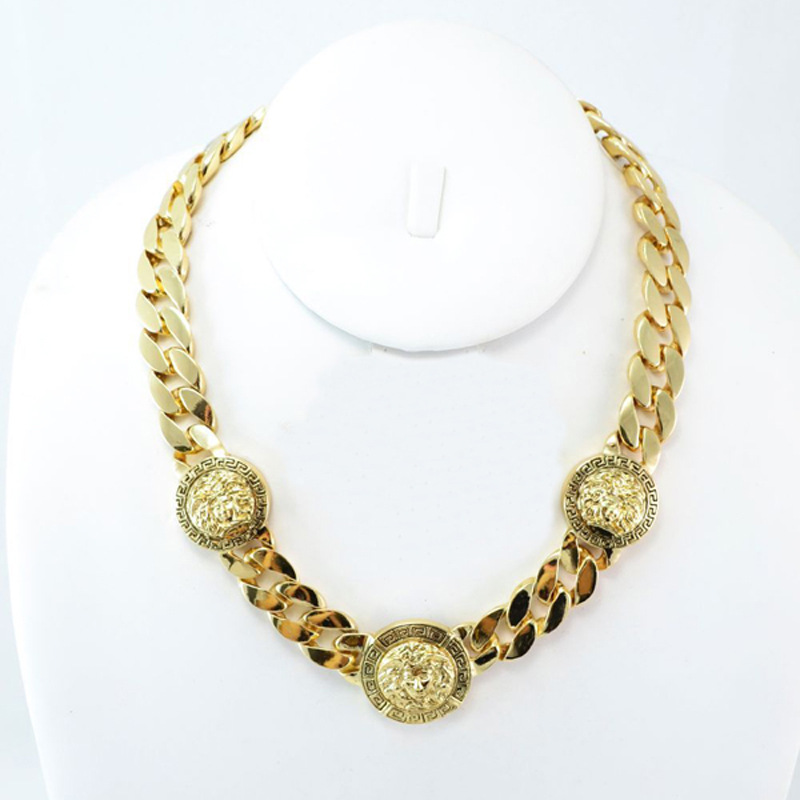 fashion hip-hop painting oil three person head necklace European and American clavicle chain