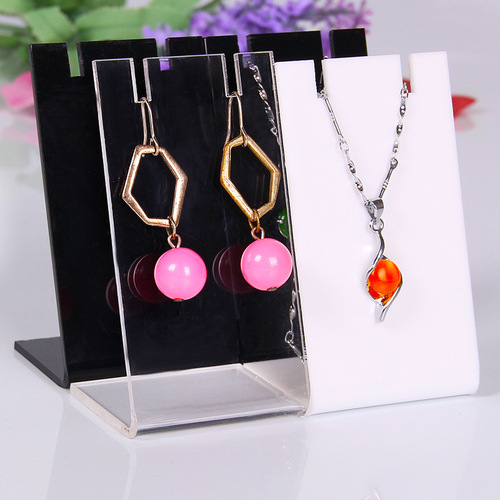 Acrylic Earrings Necklace Pendant L-Shaped Jewelry Display Stand Earring Stud Holder Showcase Prop