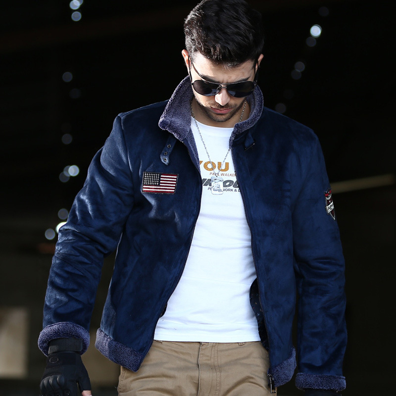 2024 autumn winter new plush style fur integrated cotton jacket, thick and trendy men's plus size_voghion.com