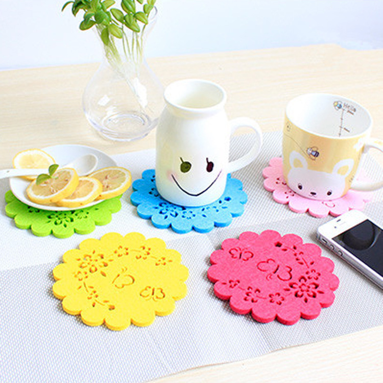 批发时尚创意 彩色隔热毛毡杯垫 镂空餐垫 创意礼品餐垫 按需定作