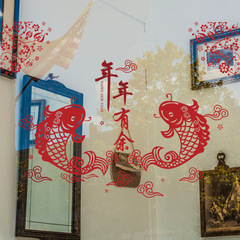 【SK6046】年年有魚新年貼 櫥窗床頭玄關客廳電視牆背景裝飾牆貼