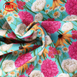 宏顺发厂家热销HSF P2蓝底红花朵边纶布 小清新植物印花批发定制