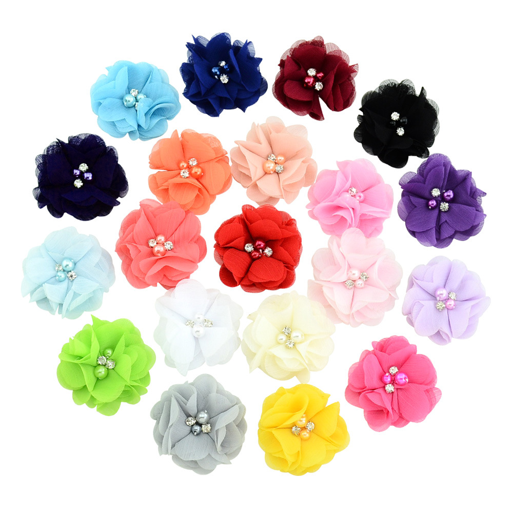 Fashion Multi-color Pearl Hand-stitched Flower Chiffon Headdress Wholesale display picture 5