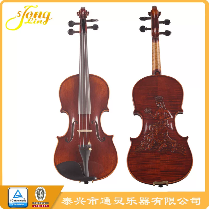 Pingling violin high -end carved character dual -embedded line handmade pattern violin violin