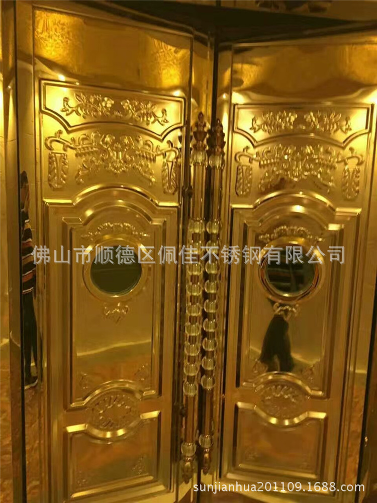 青岛娱乐场所不锈钢门板 花纹KTV包厢门板带观察孔 可开透视孔