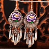 Retro fashionable ethnic earrings, accessories, wholesale, ethnic style, with embroidery
