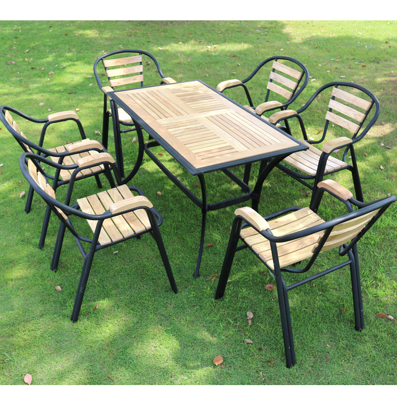 courtyard balcony outdoors solid wood Tables and chairs leisure time Tables and chairs outdoors furniture tea with milk Outside the shop Iron Art 16