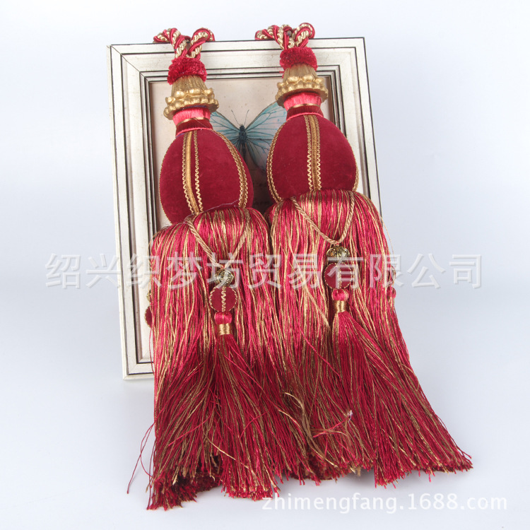 加大款 優質窗簾綁繩 高檔家裝飾品流蘇挂球吊穗 窗簾綁帶