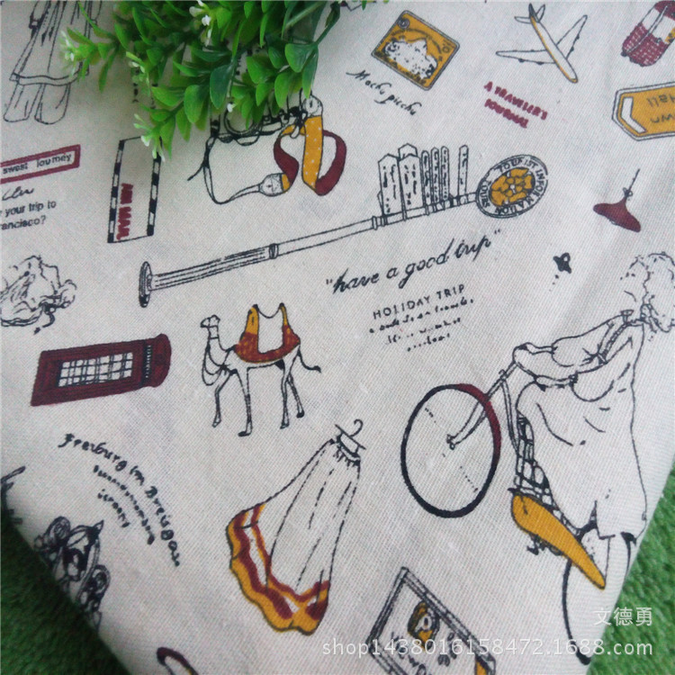 麻布印花系列 箱包女孩 手工DIY 工艺品 亚麻面料