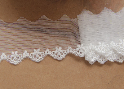 手工DIY花边蕾丝服装辅料 棉网 小雏菊丝线刺绣花边 宽4.5cm
