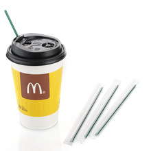 批发墨绿色三孔一次性咖啡吸管独立包装热饮搅拌棒吸管奶茶细吸管