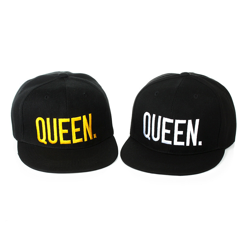 帮手描述图：特价KING QUEEN情侣棒球帽 字母平沿帽