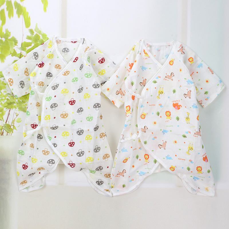 高密度宝宝和尚服 新生儿连体衣纱布蝴蝶婴儿衣服夏 哈衣|ms