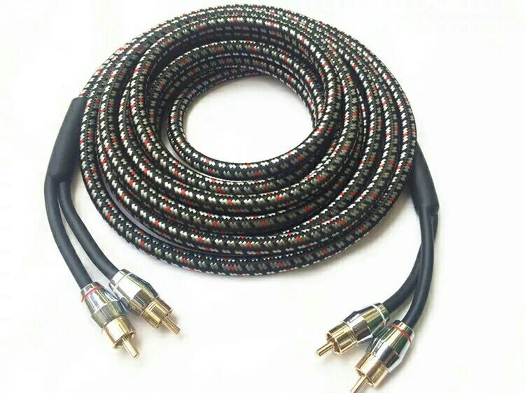 RCA线 汽车发烧音频线 黑五彩2米 金属头音频线