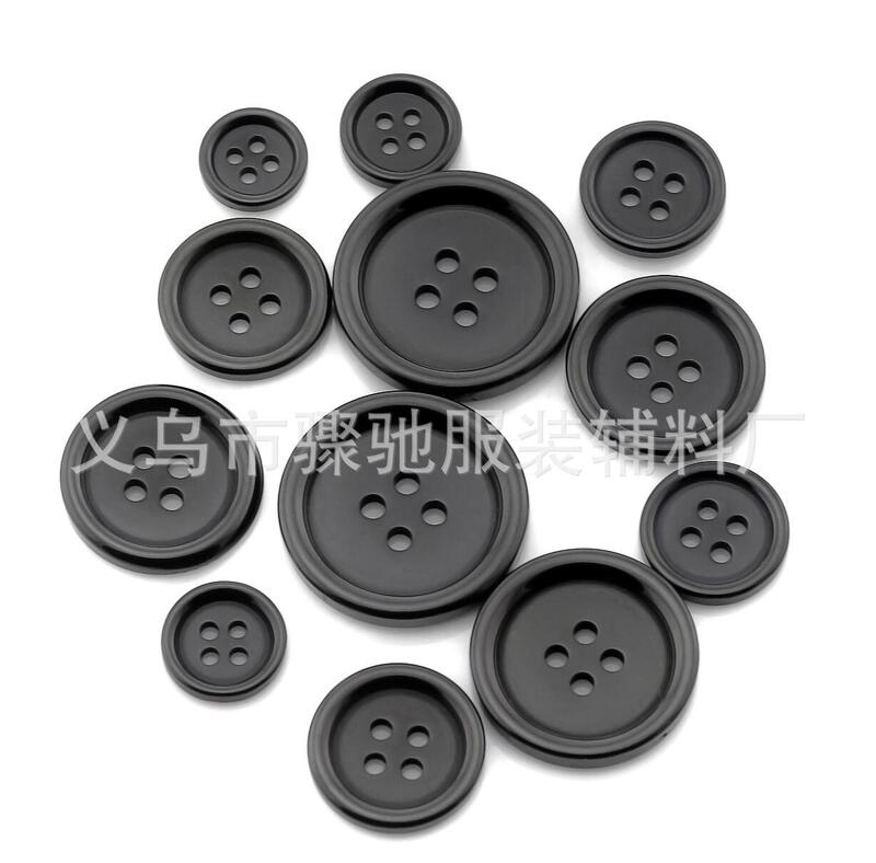 In stock four-eye thin edge resin button 9mm-30mm black white button shirt overalls resin button