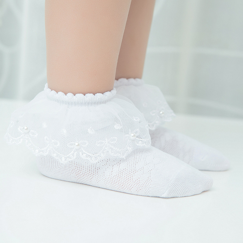 Calcetines para Niños independiente verano malla perla encaje calcetines algodón Niña arco bebé calcetines delgados