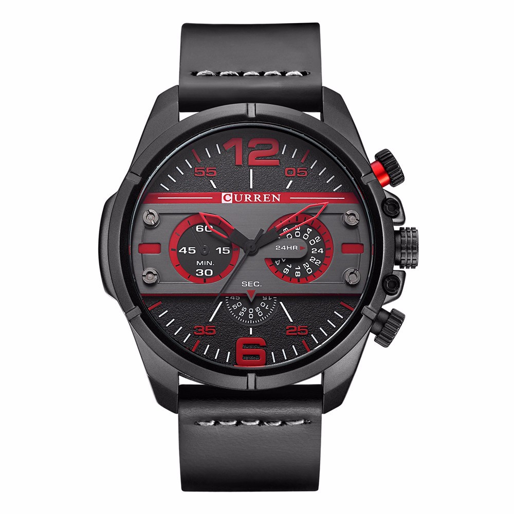 Men's Quartz Leather Strap Watch 3