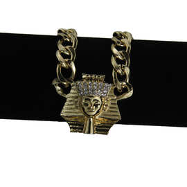 外贸饰品 欧美复古项链 高品质合金镶钻古埃及法王头像吊坠
