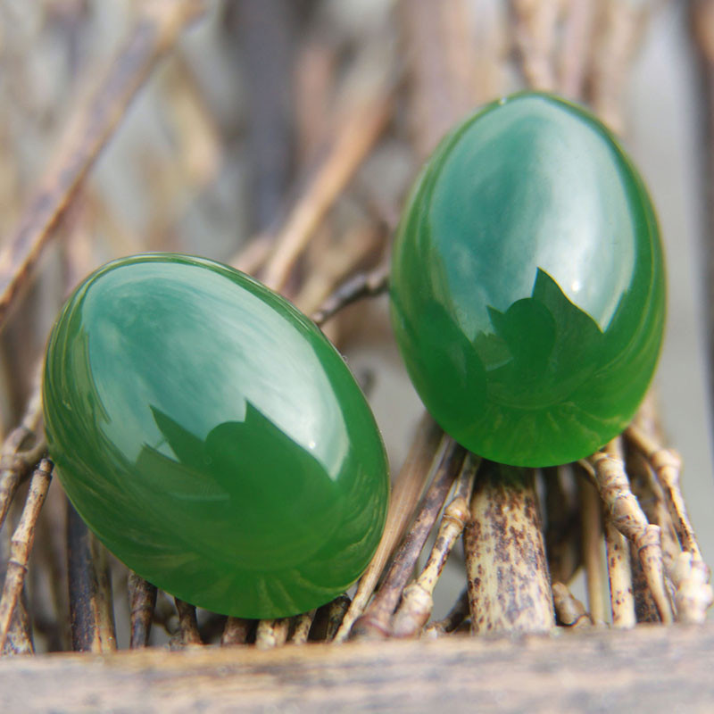 玉石镶嵌配件批发 和田玉碧玉蛋面菠菜绿裸石戒面戒指项链