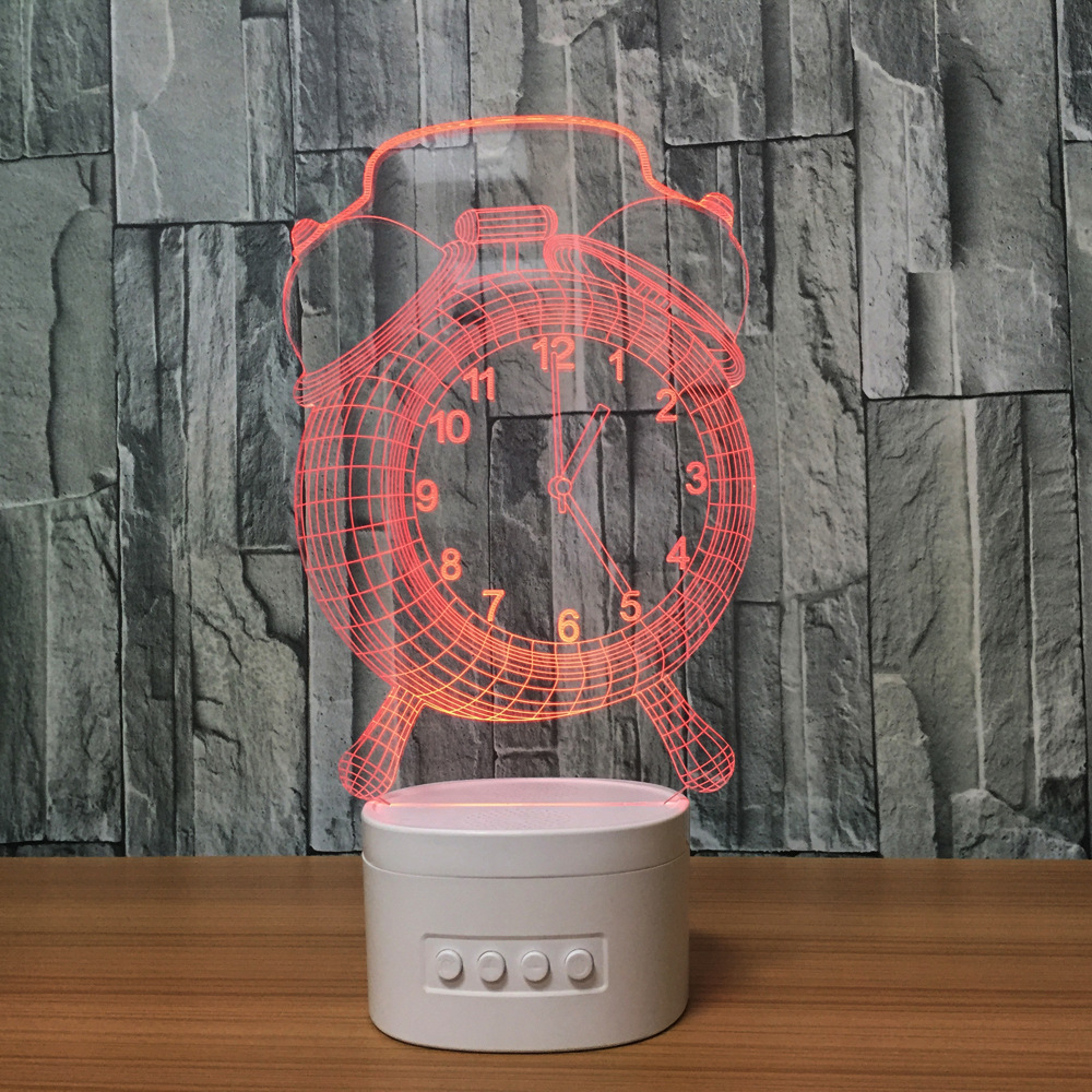 2017新款时钟闹钟 3D灯蓝牙音箱视觉小台灯