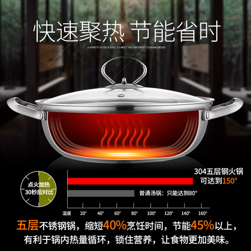 304 Stainless Steel Thickened Electric Stove Pot Home Hot Pot Pot Electric Stove Dedicated Stainless Steel Pot Soup Pot 