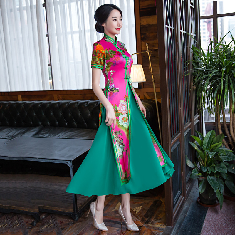 Chinese Dresses Qipao for women robe chinoise cheongsam Long dress cheongsam ethnic retro Yue audai woman