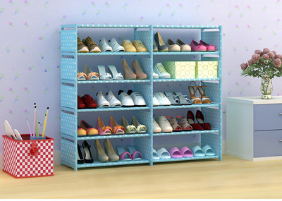 批发不锈钢组装收纳置物架寝室铁艺鞋柜 多层无纺布简易鞋架|ms