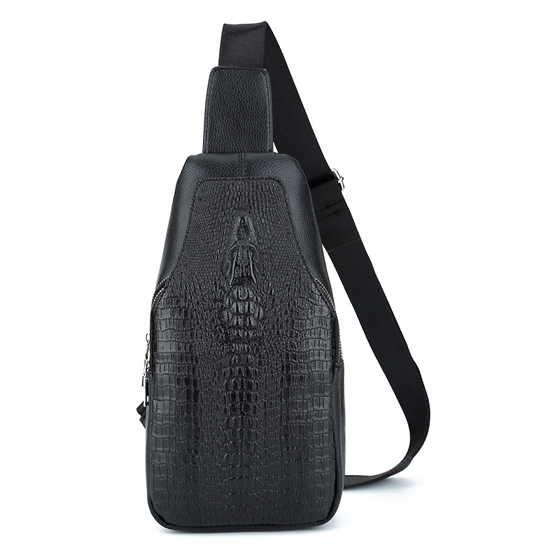Borsa a tracolla da uomo con motivo a coccodrillo, nuova spalla singola, con testa di pesce in rilievo_voghion.com