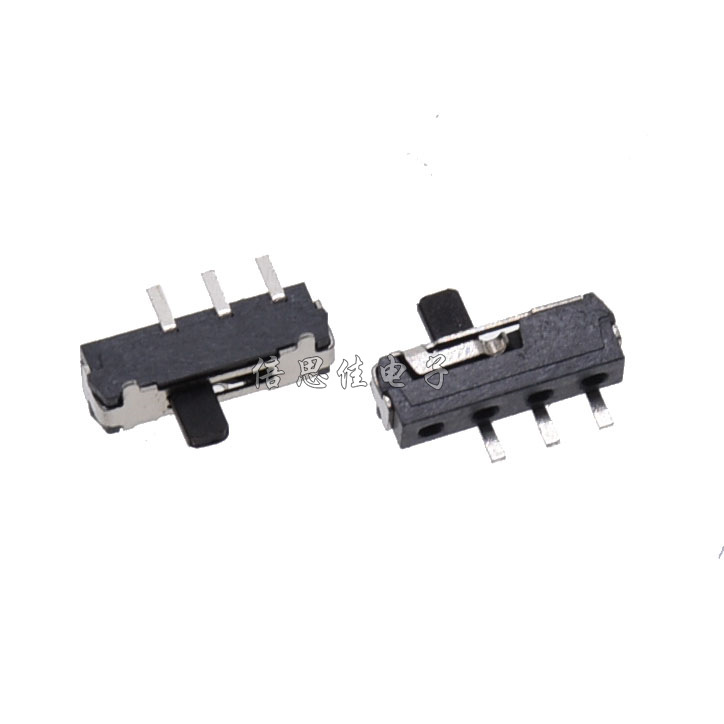 三脚 拨动开关 偏3脚 黑柄 黑体 3P 滑动开关 带固定脚