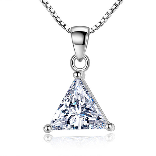 Weihua Geometric Shape Personalized Creative Gift Japanese and Korean Simple Triangular Silver Plated Necklace Pendant Women's Necklace