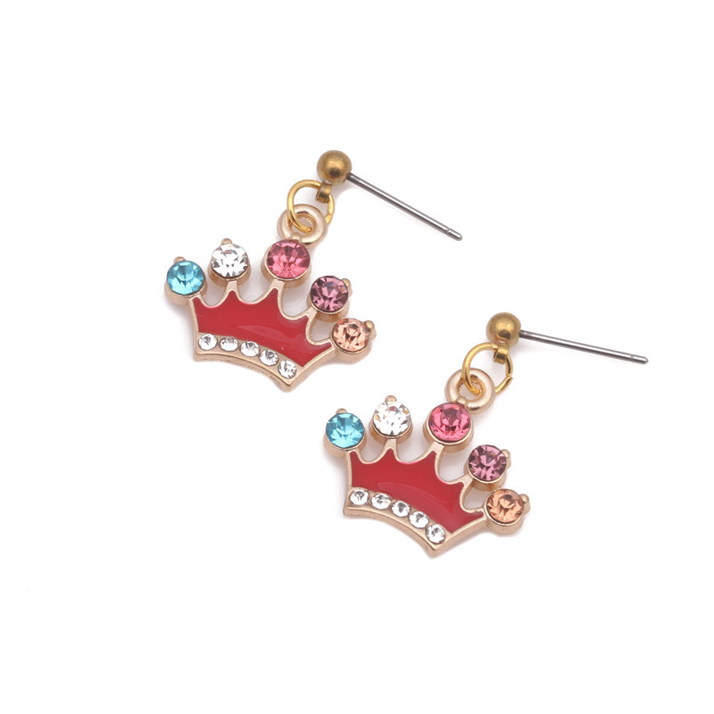 Fashion Diamond Crown Earrings Simple Female Jewelry Cute Retro Cartoon Earrings display picture 4