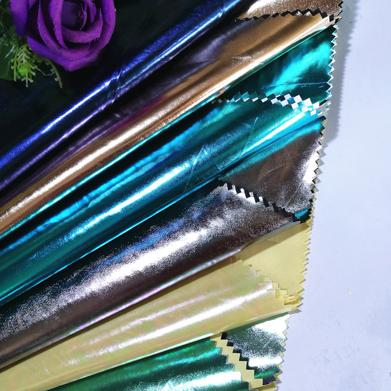 尼龍起皺燙金皮膜仿皮PU布舞台演出服時尚女裝打底褲羽絨服面料