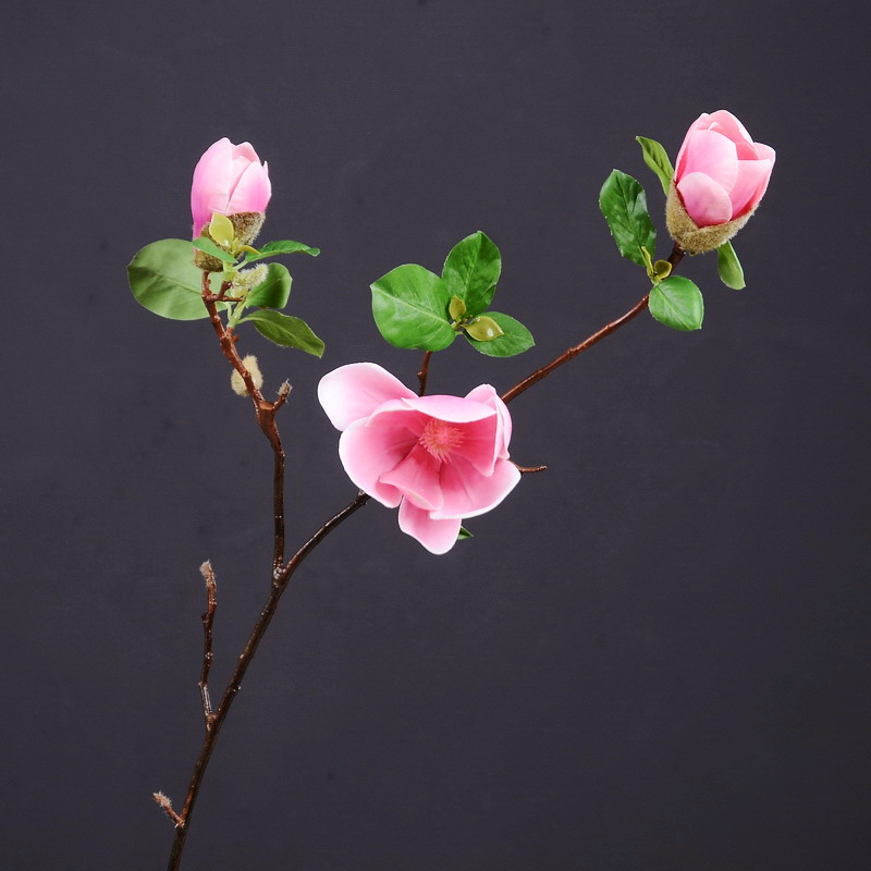 高档白色玉兰花仿真花批发粉色木棉花酒店大堂样板间装饰落地花艺