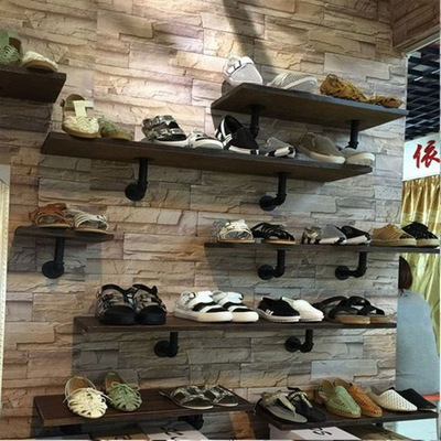 铁艺实木上墙鞋架鞋子包包墙上陈列展示货架服装店置物架货架支架