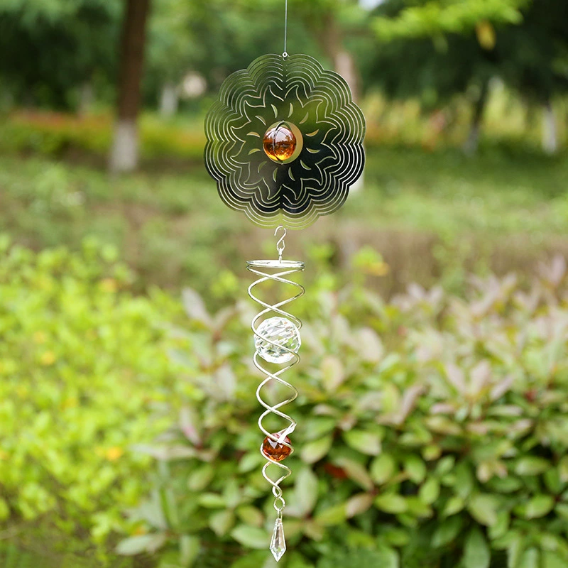 Зеркало из нержавеющей стали хрустальный шар металлический вращающийся колокольчик ветра кулон открытый сад торнадо ветер кулон