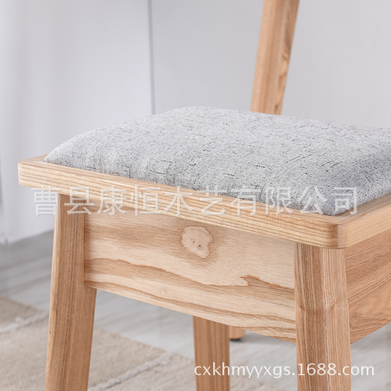 日式简约梳妆凳原创北欧实木储物凳软包化妆凳子|ms