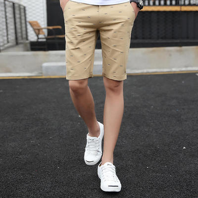 夏季男式休闲纯棉五分裤运动短裤潮流百搭鱼骨装饰五分裤沙滩裤|ru