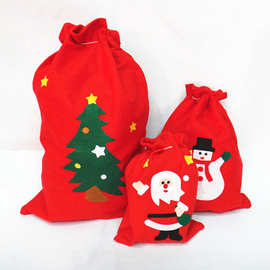 厂家批发圣诞节礼物袋圣诞老人背包无纺布礼品袋手工贴花促销礼品