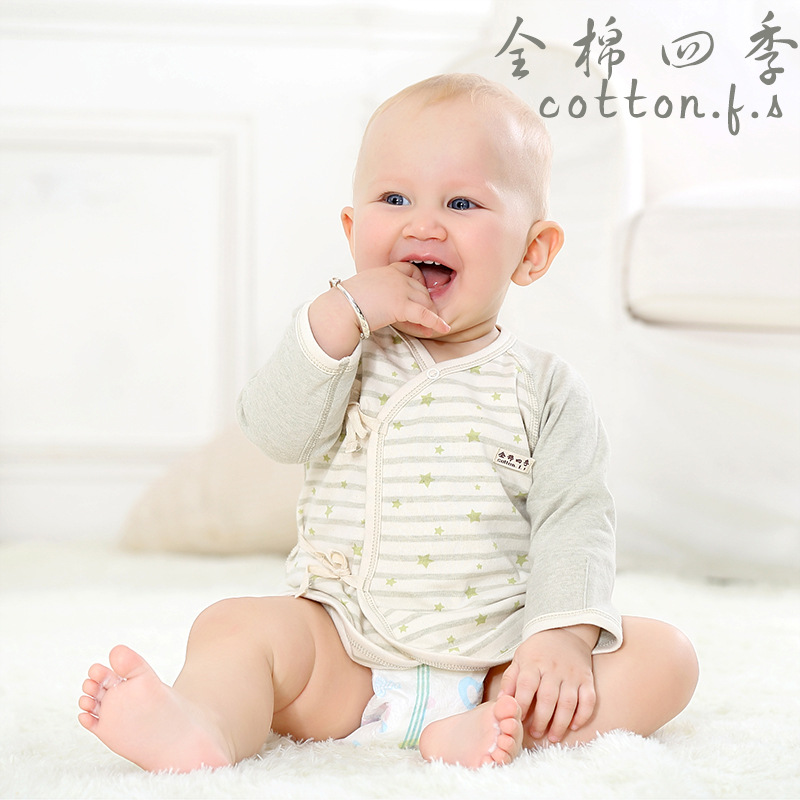 新生儿和尚服系带 婴儿纯棉彩棉内衣挖背衣半背衣上衣 纯棉半背衣
