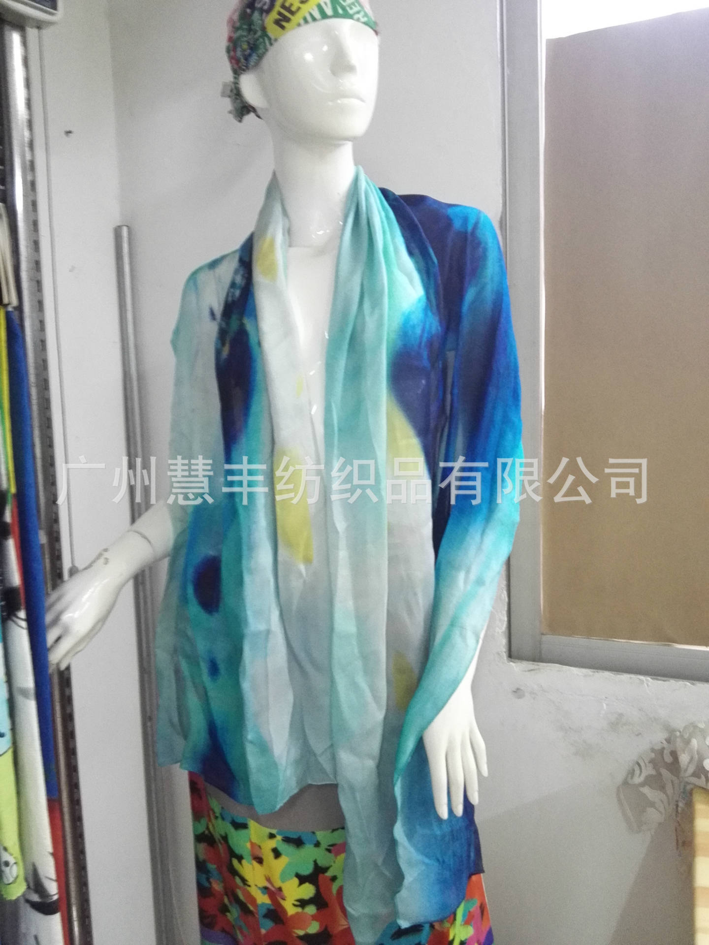 数码印花厂丝巾布料 杭州纺织品 布料印花定制 KH4202