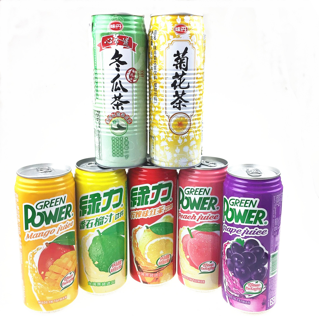 中国台湾味丹绿力果味饮料柠檬茶/芒果/葡萄汁饮品490ml*24罐/箱-阿里巴巴
