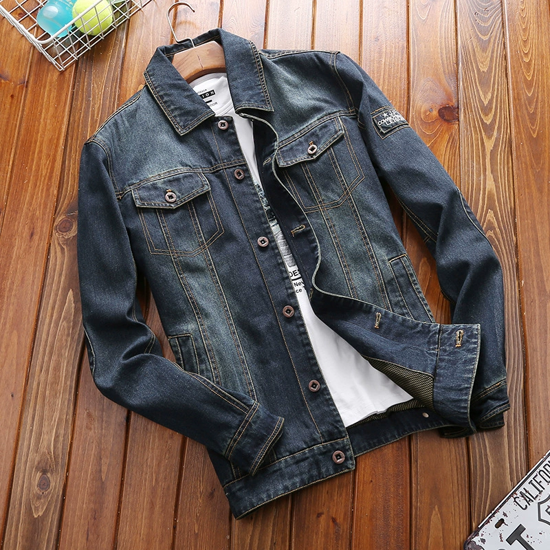 2018 осенняя куртка, Мужская джинсовая куртка, Европейская и американская куртка больших размеров с лацканами, модная мужская куртка 66008A