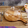 Factory direct selling glass cake pallet tall crystal glass fruit plate dump beads handle handbar cake cover