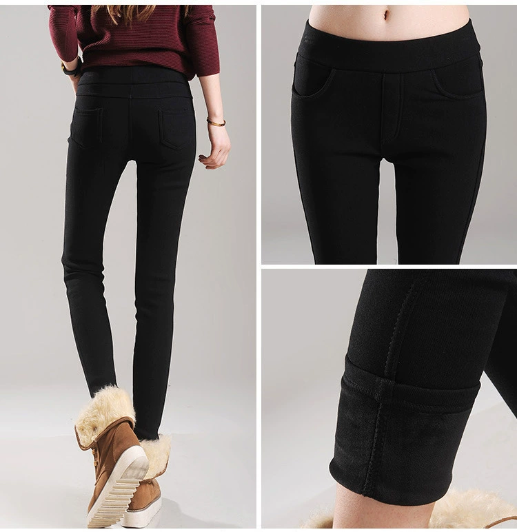 Warm leggings, elastic black trousers, high waist, tight, Korean style