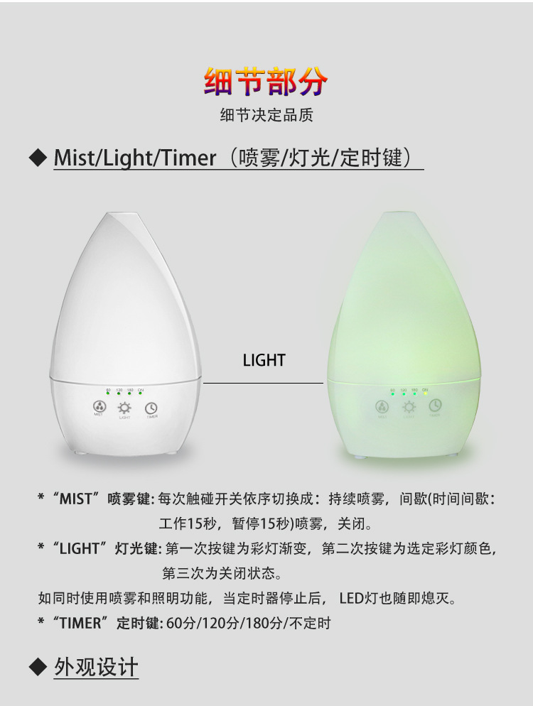 创意木纹香薰机加湿器卧室七彩夜灯精油扩散器跨境礼品LOGO定制