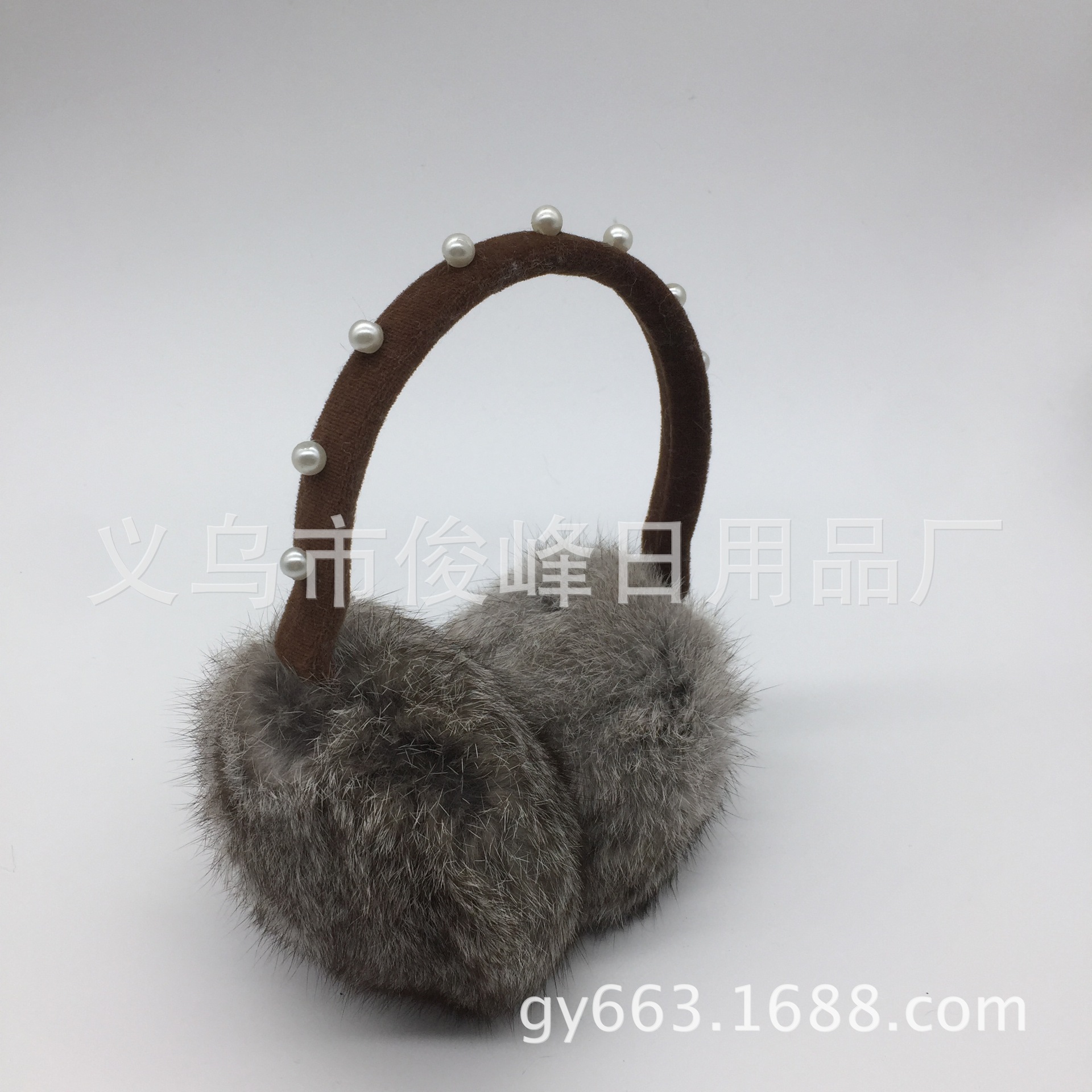 珍珠兔毛耳罩 真兔毛手工钉珠皮草耳套 兔毛耳捂耳套保暖耳套